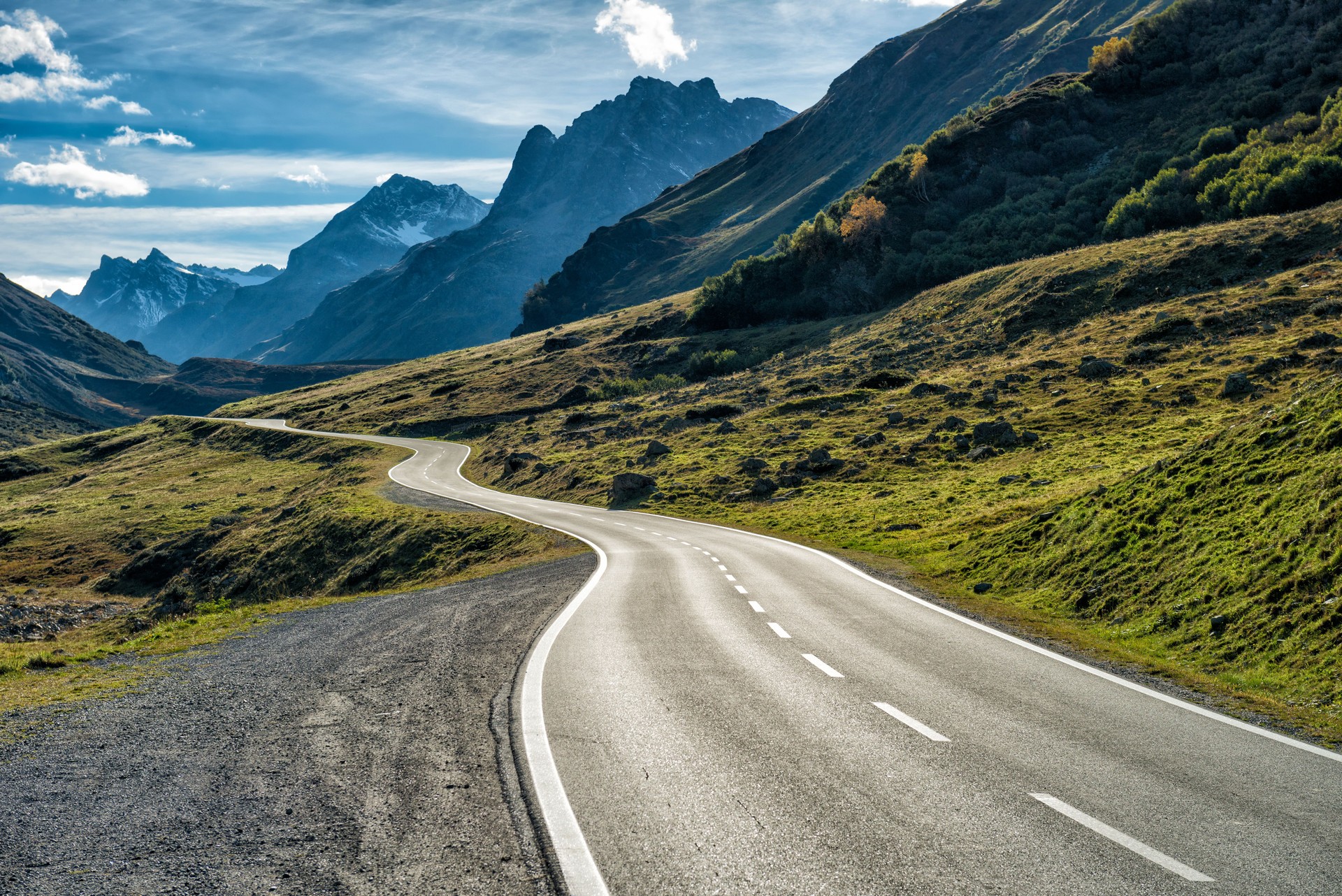 winding mountain road without cars